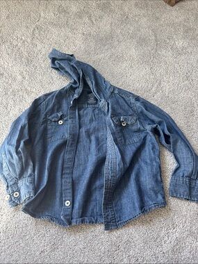 Kids Hooded Denim Jacket - Blue